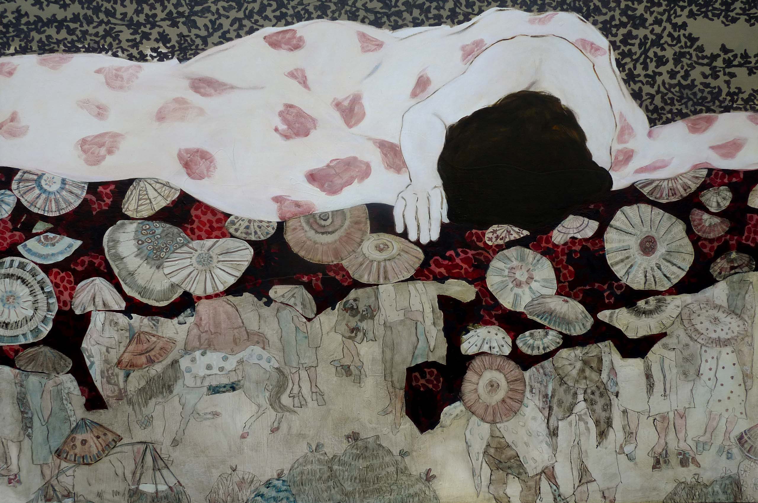 Ayuki, mixed technique on canvas, 180x180 cm, 2018