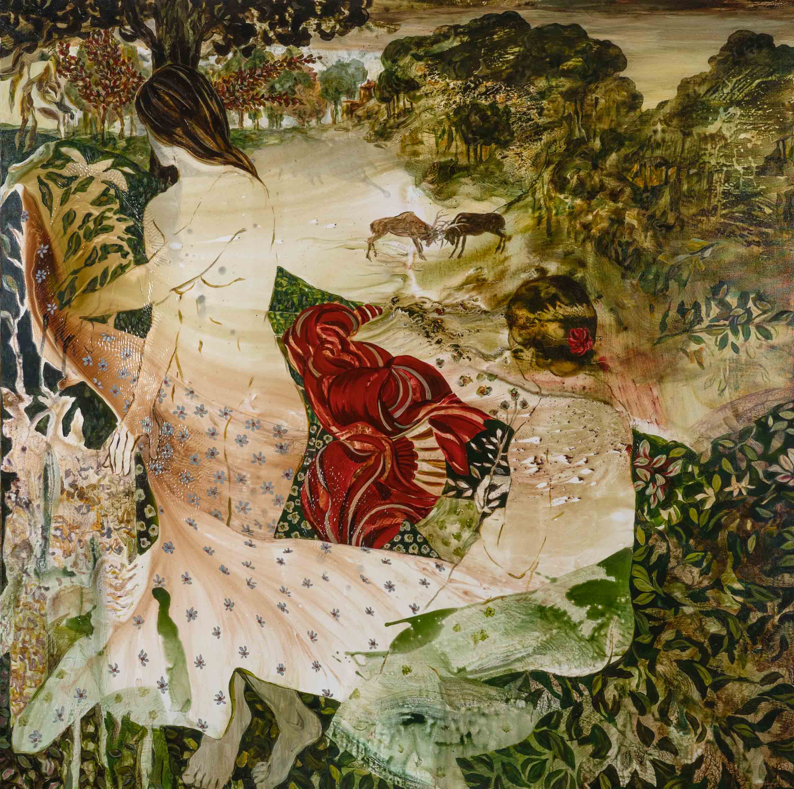Woman’s story 2, mixed technique on canvas, 150 x 150 cm, 2020, Photo Julien Heurtier