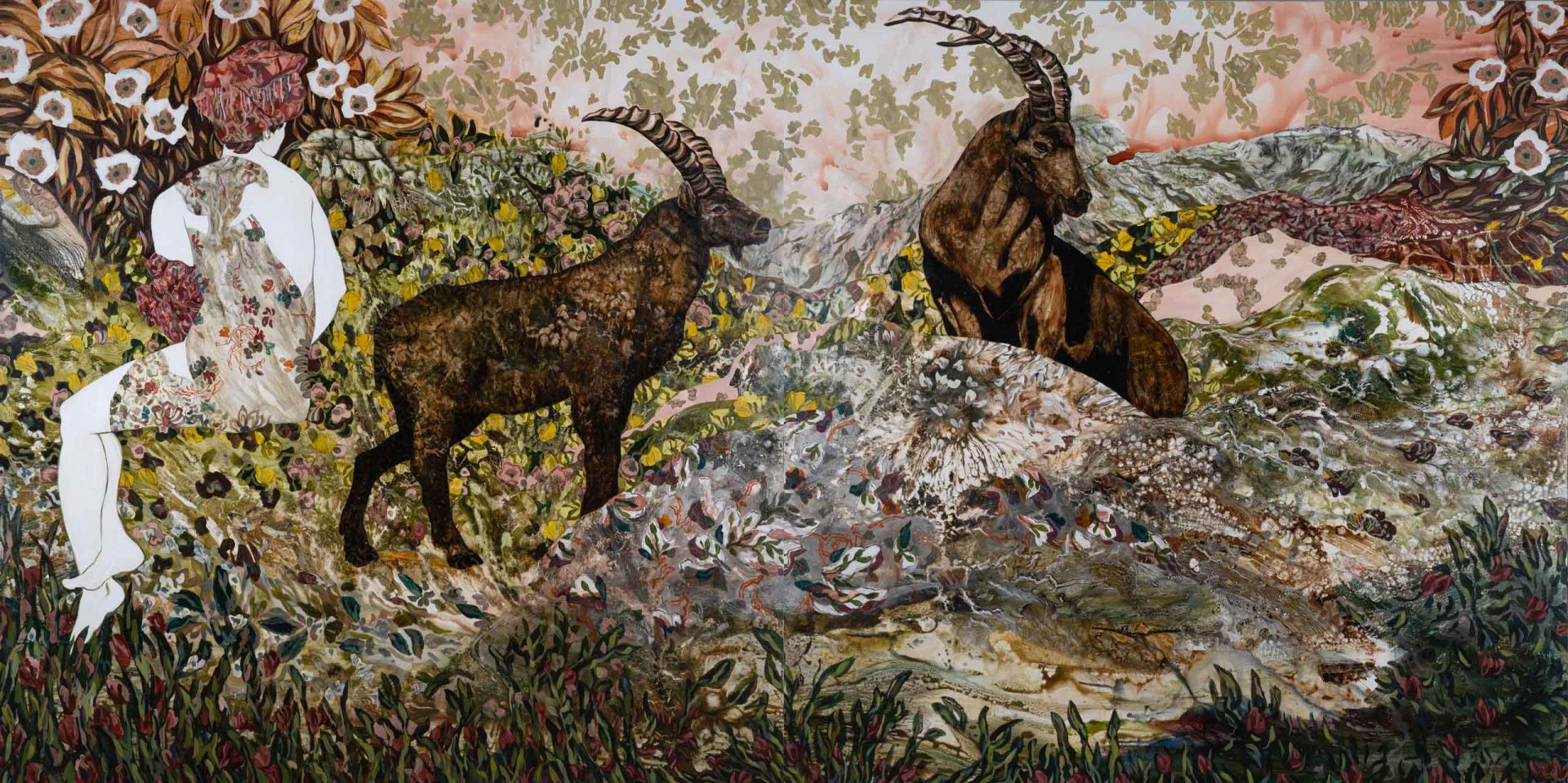 Valpinçon, technique mixte sur toile, 180 x 360 cm, 2020