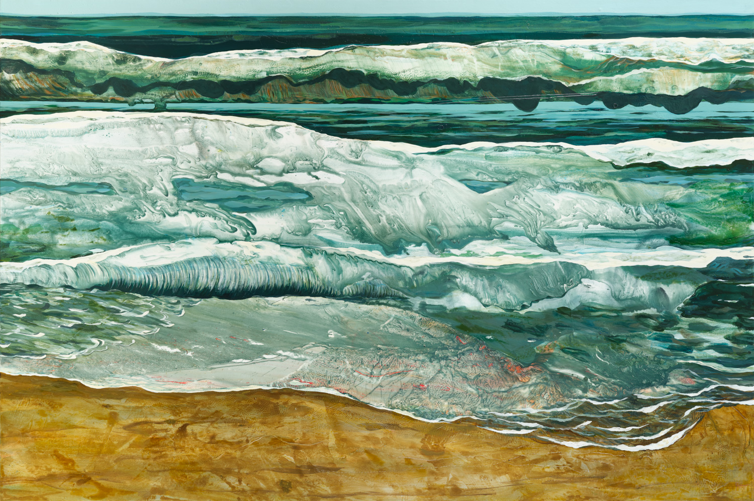 Tracing the sand, mixed media on canevas, diptych, 390 x 130 cm, canevas 2, 195 x 130 cm,  photography @Cyrille Cauvet