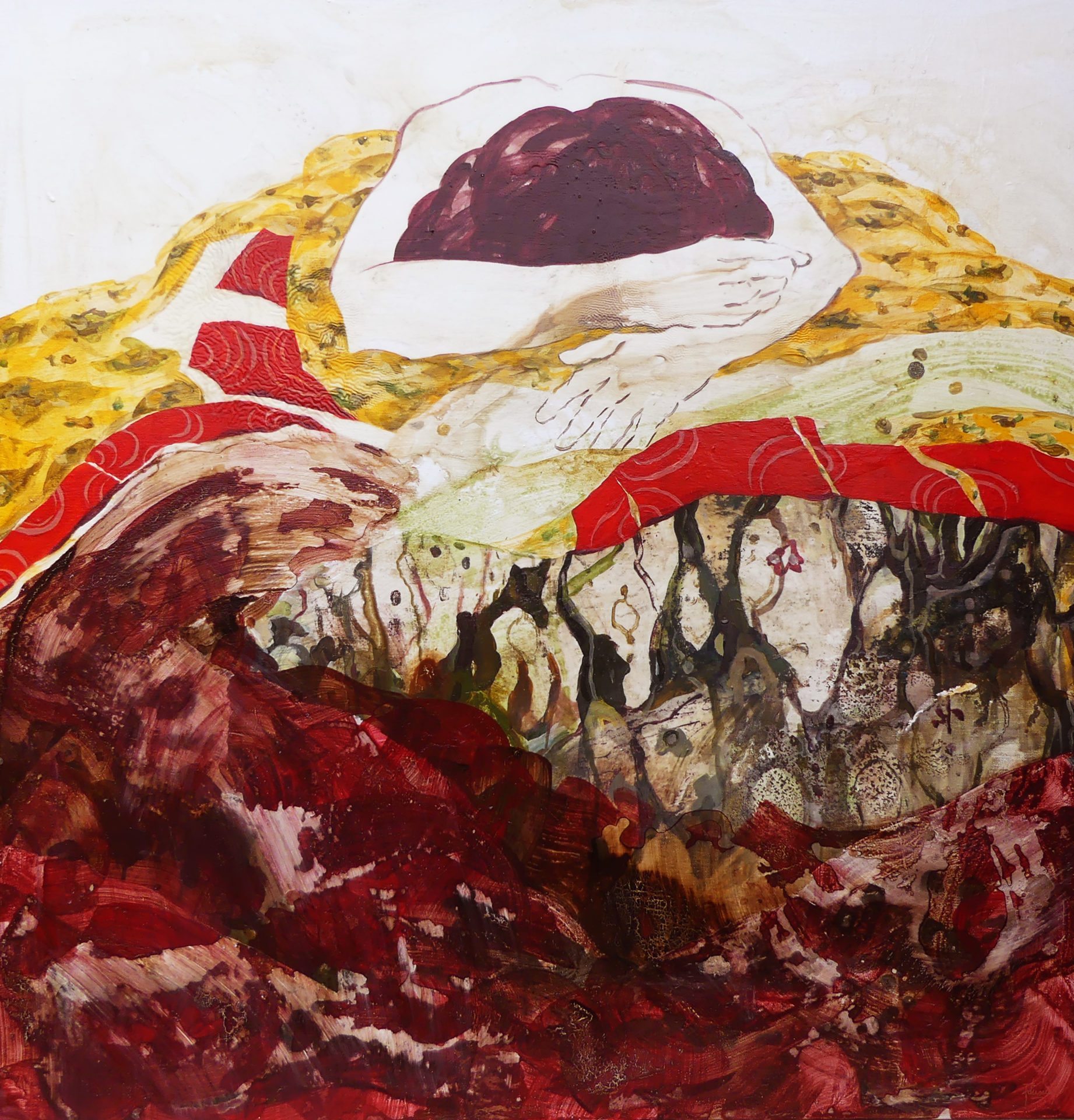Charmella, technique mixte sur toile, 100 x 100 cm, 2025