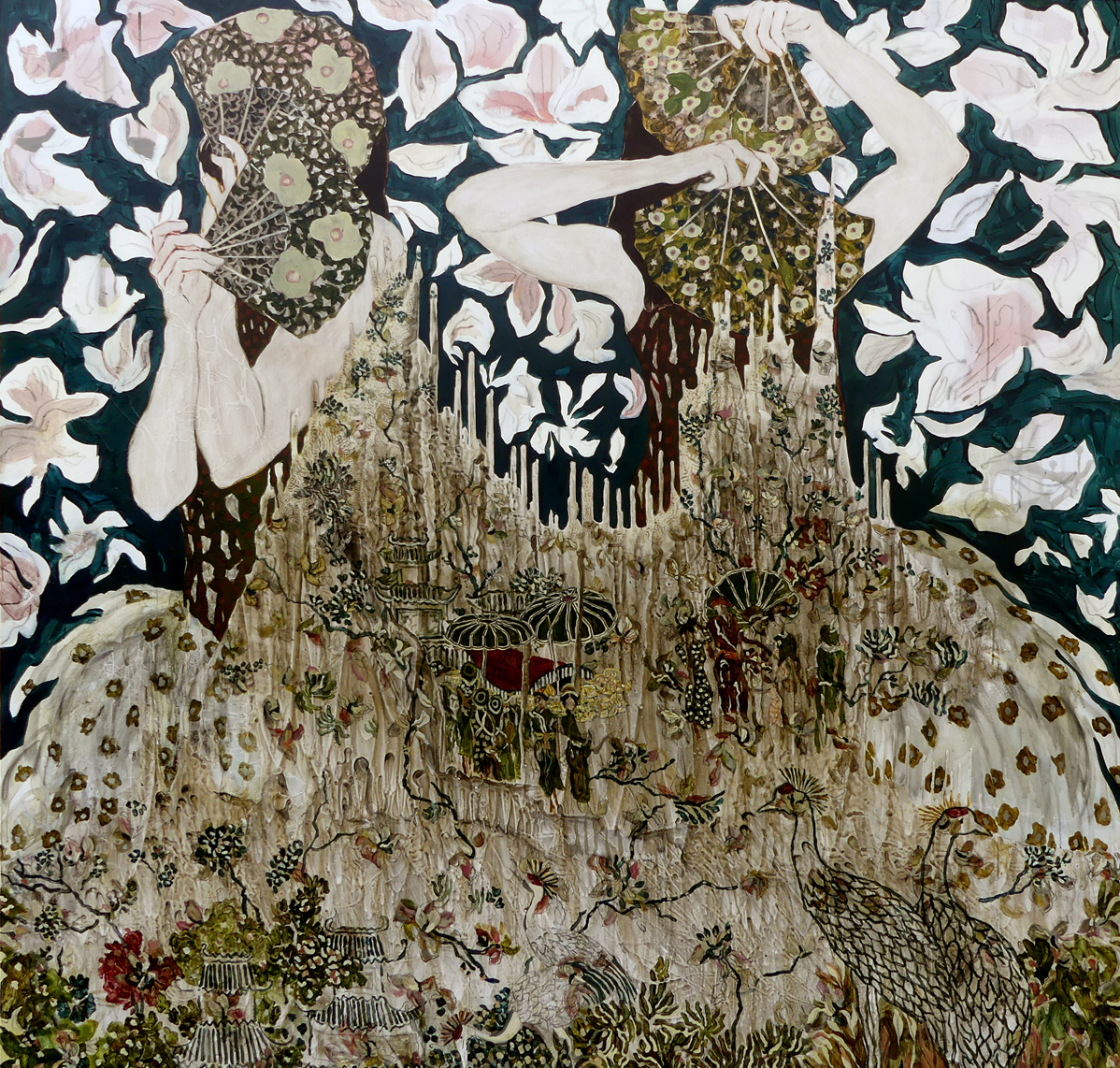 Gillia et Joe - technique mixte sur toile- 200 x 200 cm - 20219