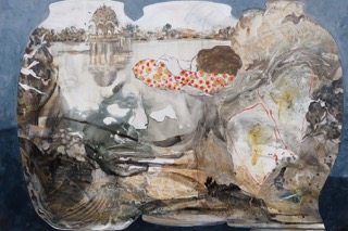India, technique mixte sur toile, 146 x 97 cm, 2025