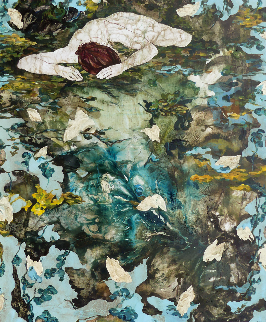 Ma ganga, technique mixte sur toile, 150 x 180 cm, 2025, collection particulière