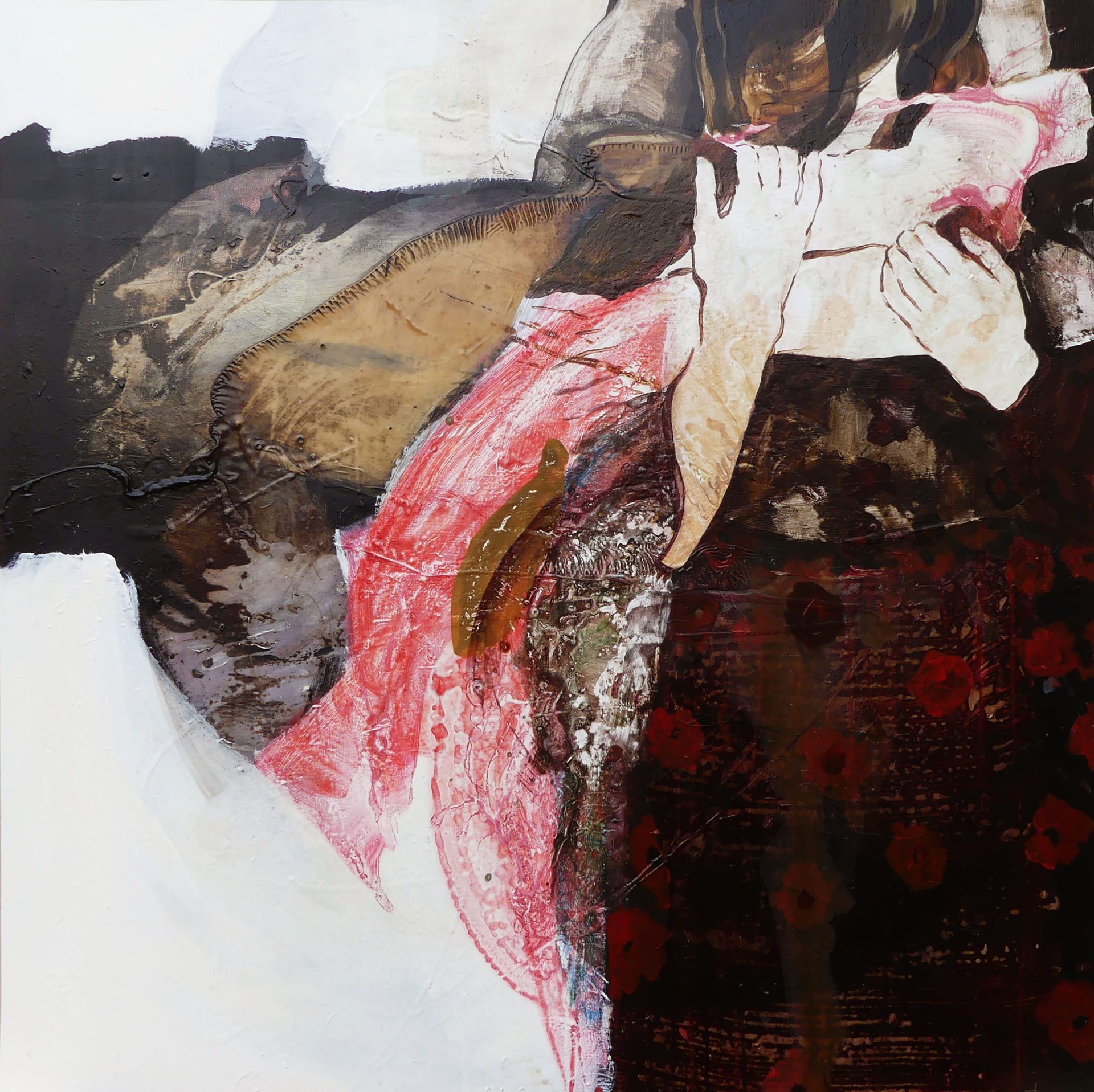 se-tenir-ensemble-technique-mixte-sur-toile-100-x-100-cm-2024